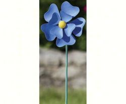 Painted Flower Blue Spinner Stake Small