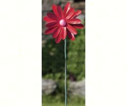 Painted Flower Red Spinner Stake Med